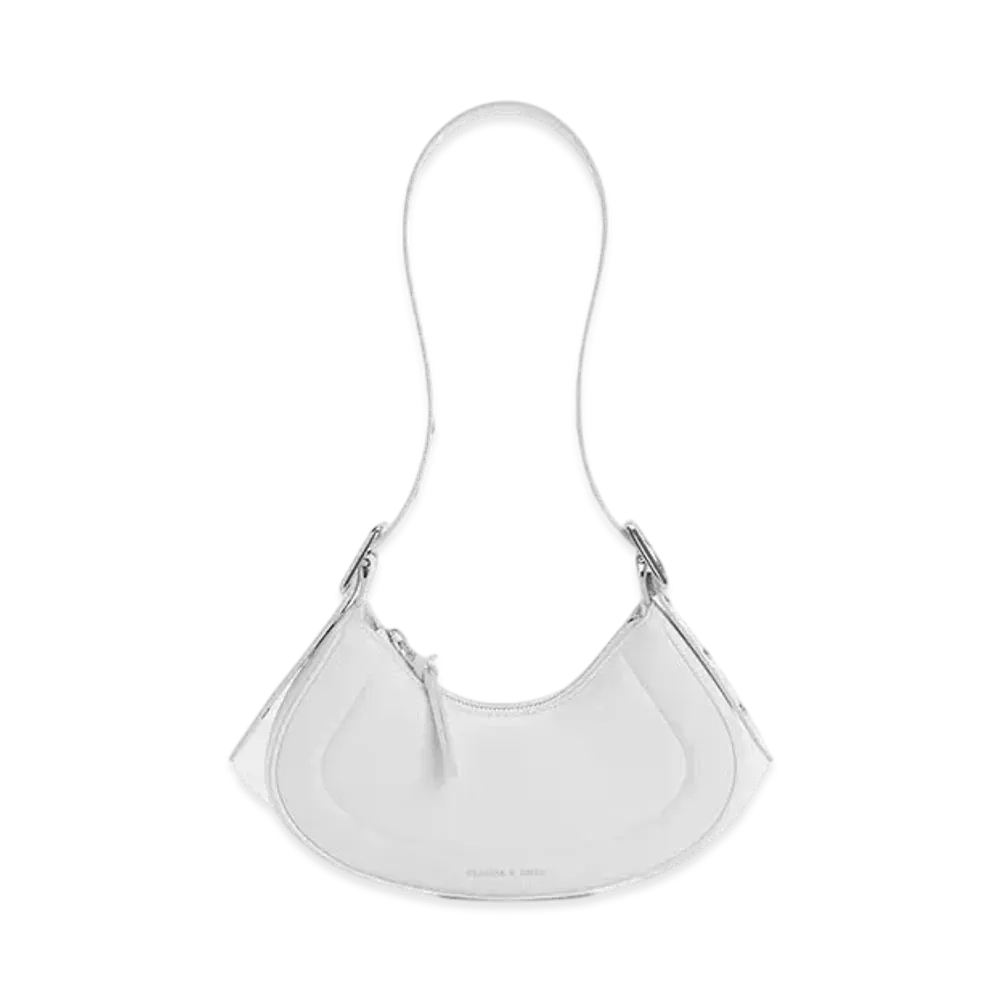CHARLES & KEITH Petra Curved Shoulder Bag "White"