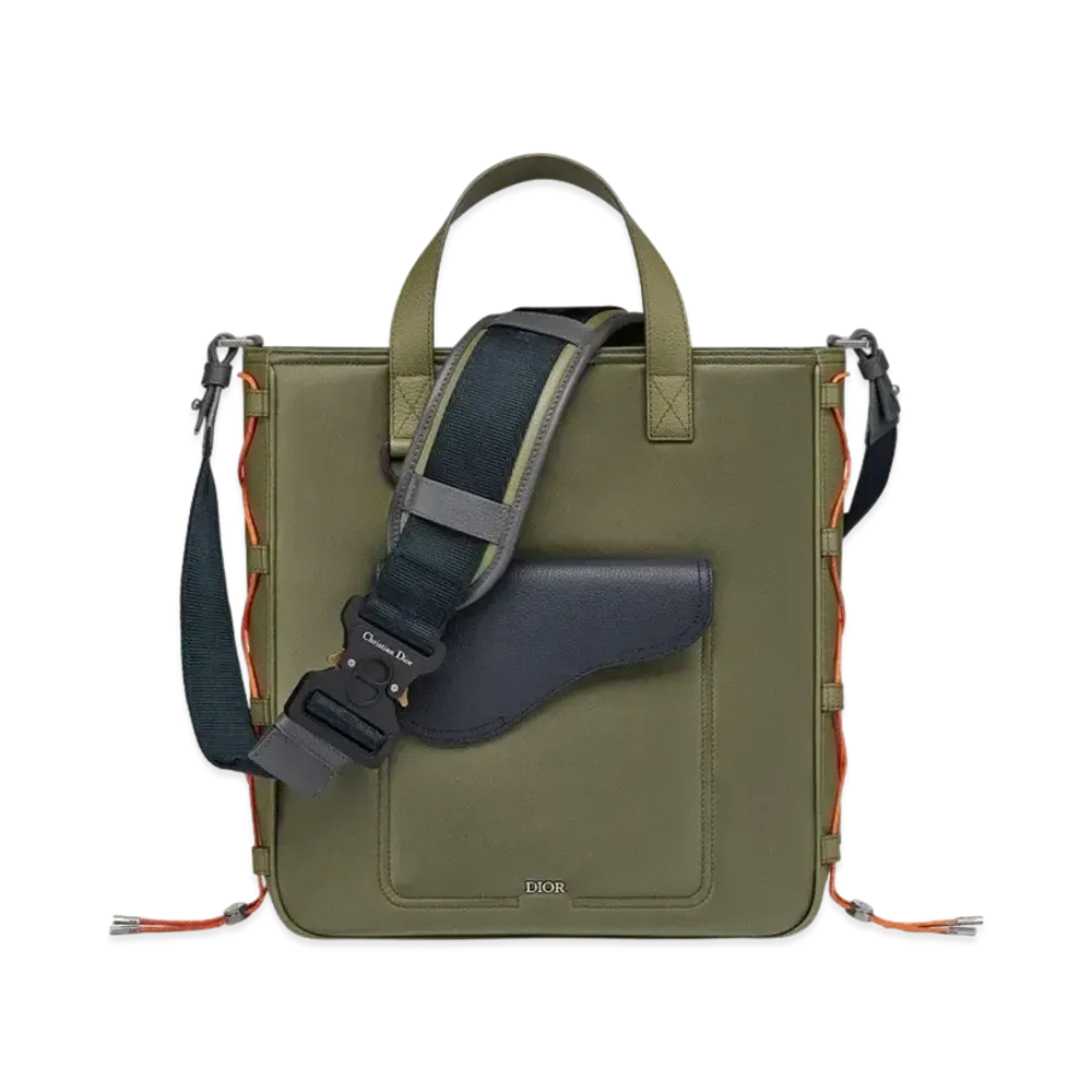 Dior x Sacai Saddle Shoulder Strap Tote Bag "Olive"