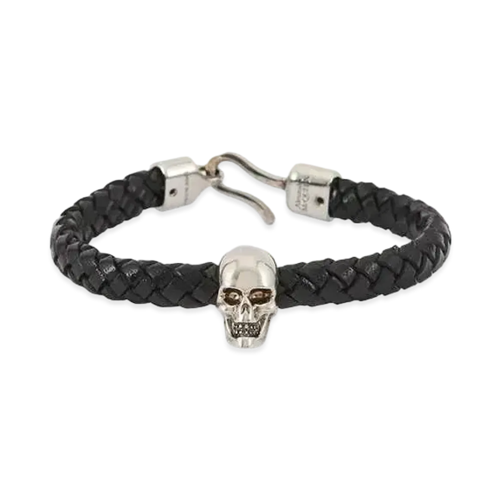 Alexander McQUEEN Skull Leather Bracelet #1 "Black"