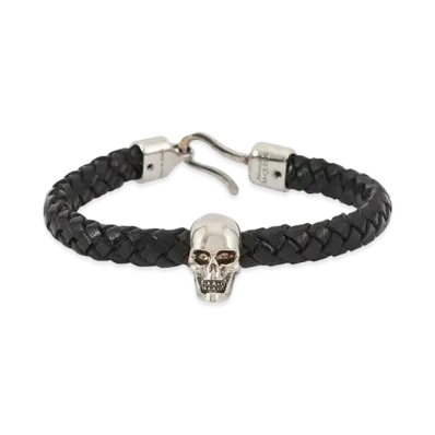 Alexander McQUEEN Skull Leather Bracelet #1 "Black"