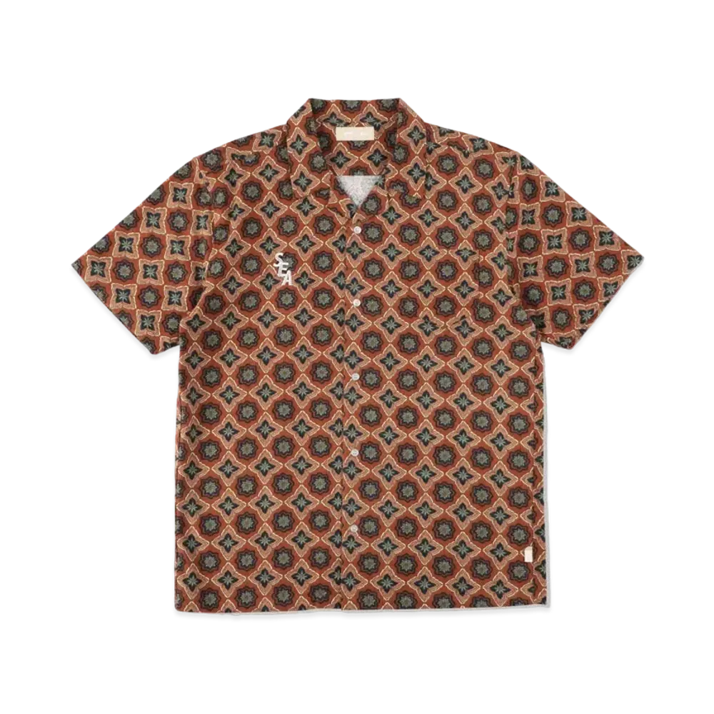 WIND AND SEA S_E_A (PATTERN) OPEN COLLAR SHIRT "Brown"