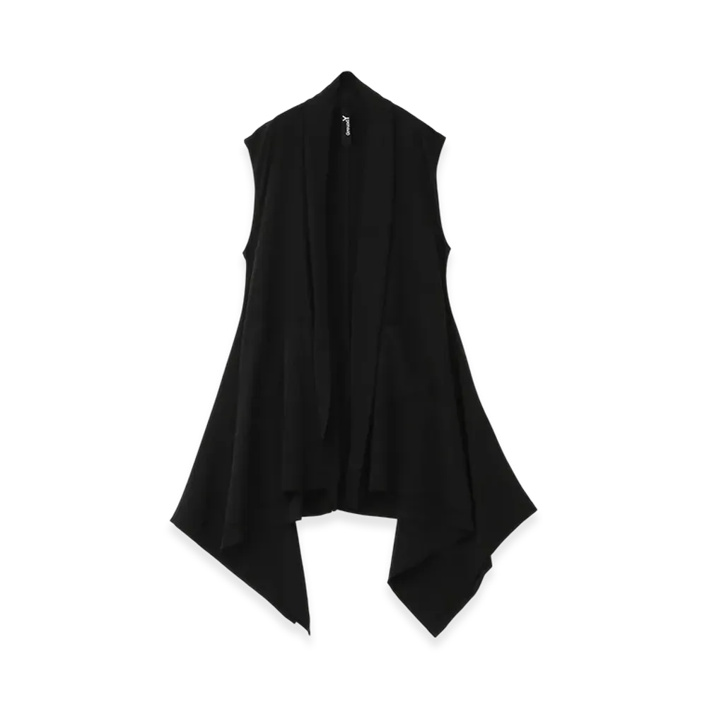 Ground Y Crepe De Chine Decyne Side Fluttering Sleeveless Dress "Black"