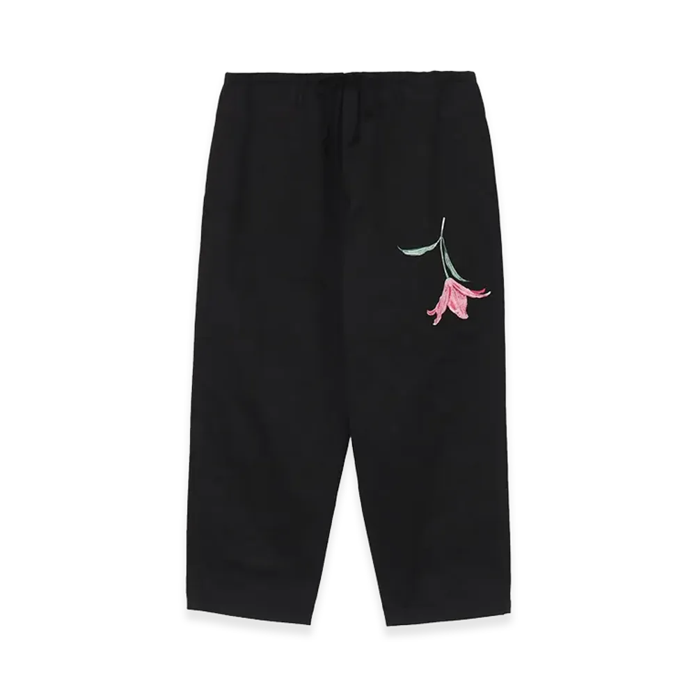 WILDSIDE YOHJI YAMAMOTO Pink Tulip Embroidery Pants "Black"