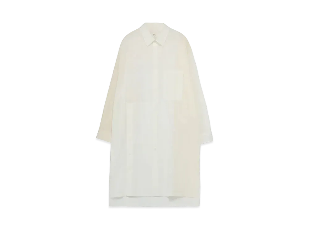 Yohji Yamamoto Y's 60 LAWN POWDER SNOW WASHER RIGHT STRIP POCKET BLOUSE "White"