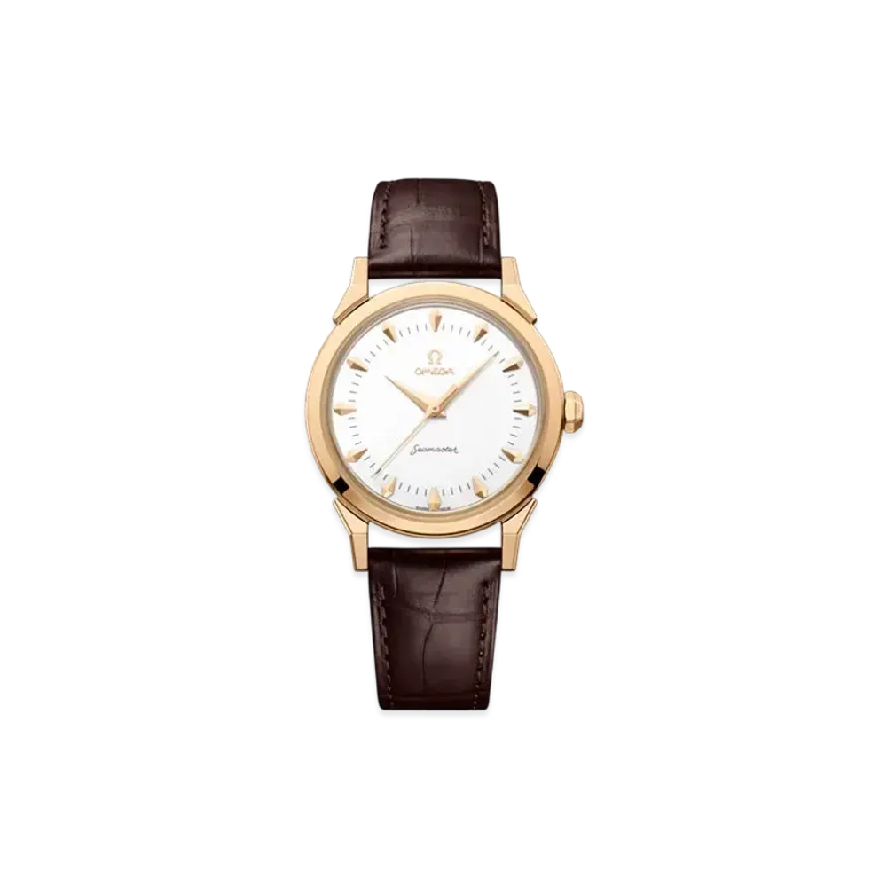 OMEGA Seamaster Milano Cortina 2026 37MM Alligator Leather Strap "Moonshine Gold/White/Brown" 522.53.37.20.04.001