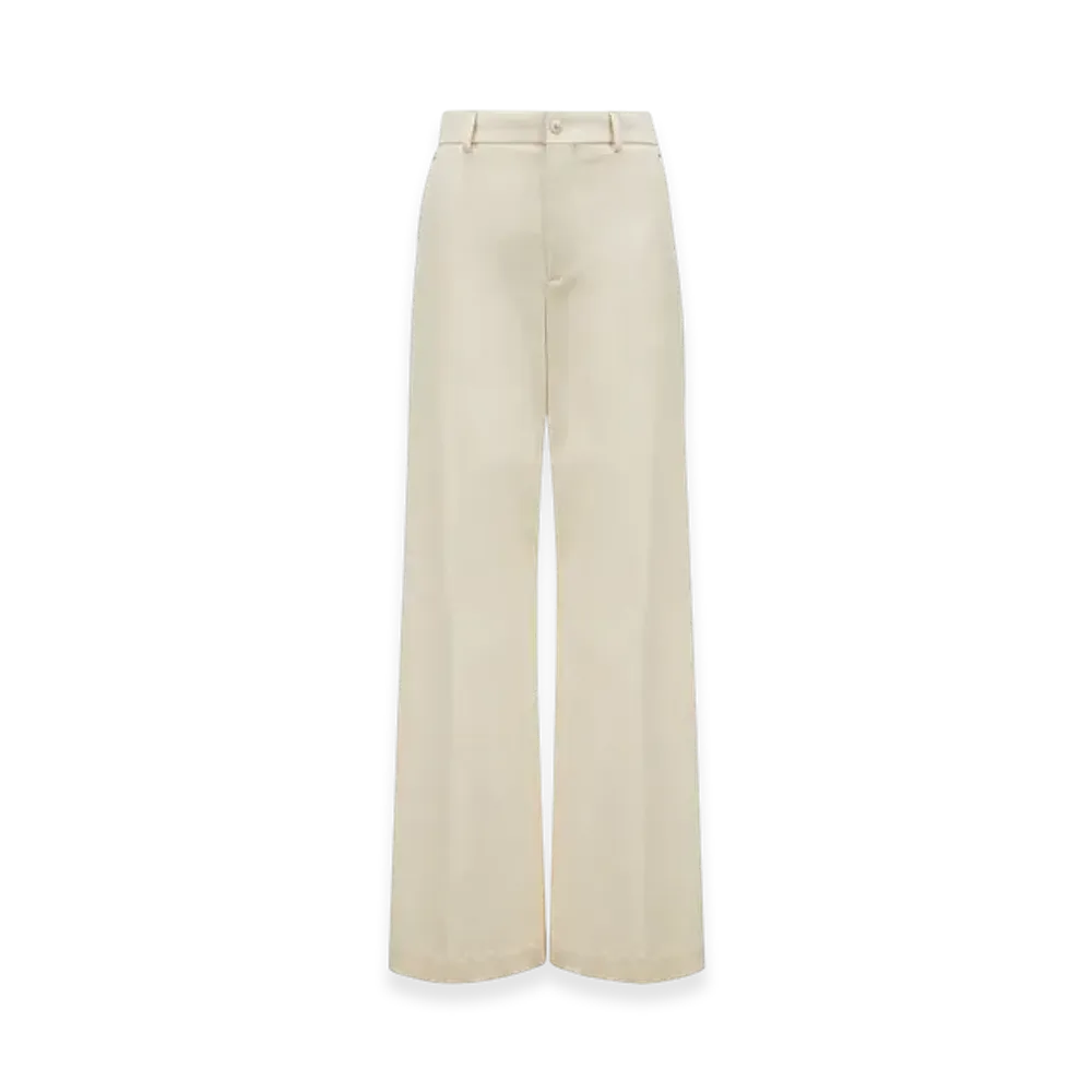 MONCLER Tailored Cotton Gabardine Trousers "Beige"