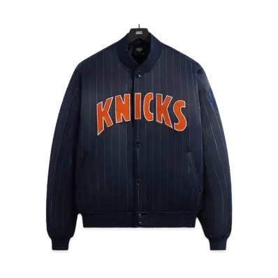 Kith x the New York Knicks Pinstripe Satin Bomber Jacket "Nocturnal"