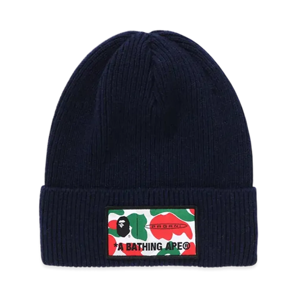 A BATHING APE x PAGANI Logo Beanie "Navy"