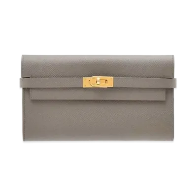Hermes Kelly Wallet Long Veau Epsom "Etain/Gold"