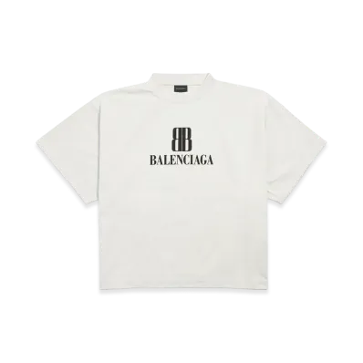BALENCIAGA Women's Nano BB Cropped T-shirt "Dirty Effect White"