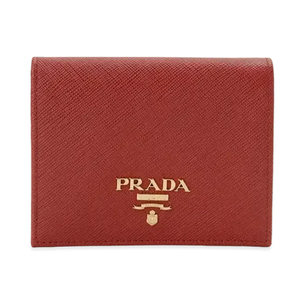 PRADA Saffiano Leather Wallet "Fiery Red"