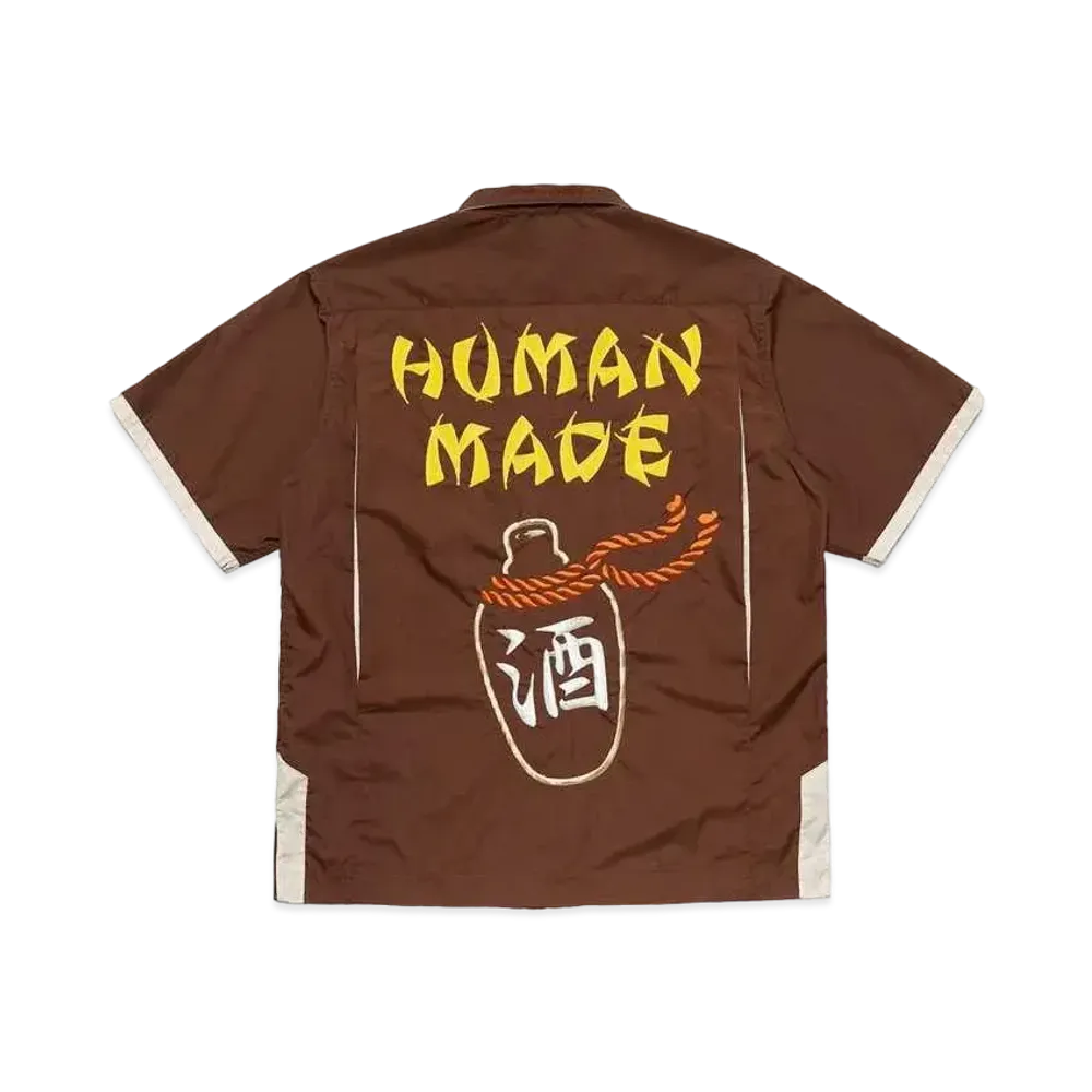 HUMAN MADE STAND COLLAR BOWLING SHIRT "Brown"