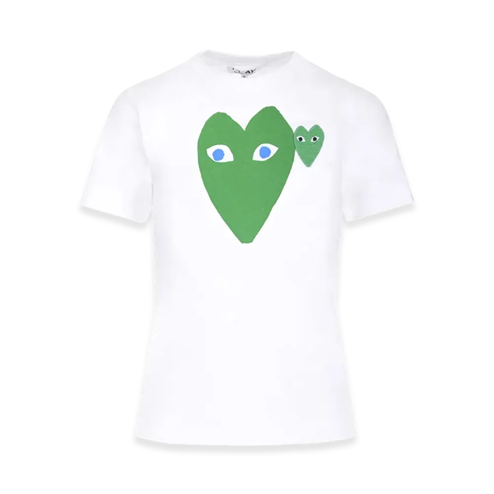 PLAY COMME des GARCONS Women's Green Heart T-Shirt "White"