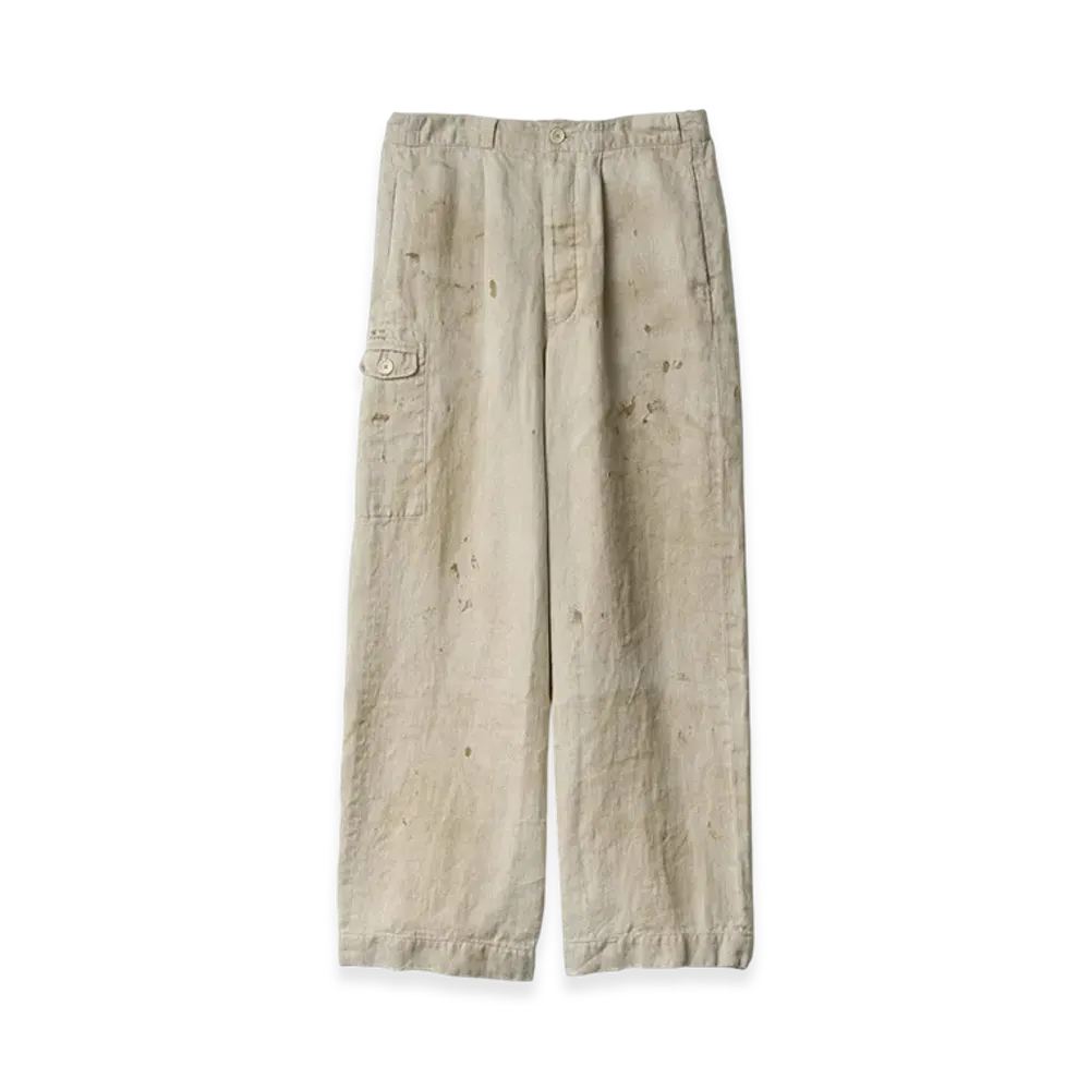 ssstein Heavy Linen Herringbone Wide Easy Trousers "Natural"
