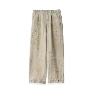 ssstein Heavy Linen Herringbone Wide Easy Trousers "Natural"