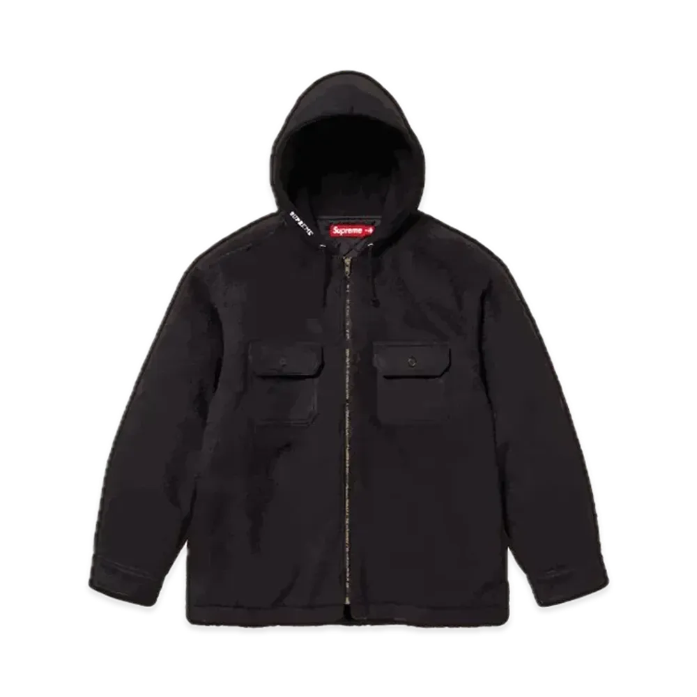 Supreme Fleece Zip Up Hooded Shirt "Black"