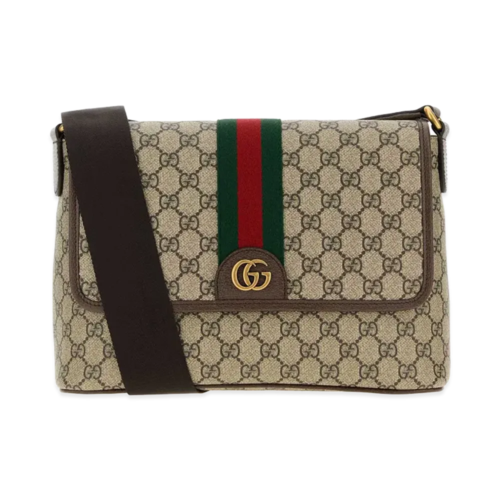 GUCCI GG Canvas Medium Ophidia Crossbody Bag "Beige/Dark Brown"
