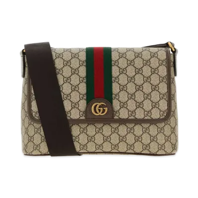 GUCCI GG Canvas Medium Ophidia Crossbody Bag "Beige/Dark Brown"