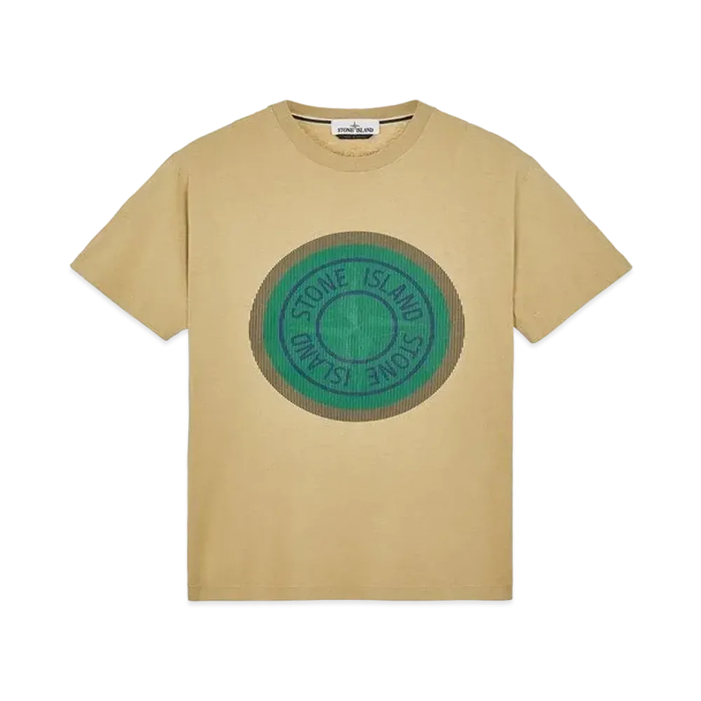 Stone Island 2NS89 COTTON JERSEY, 'LENTICULAR TWO' PRINT_SLIM FIT "Ibory"