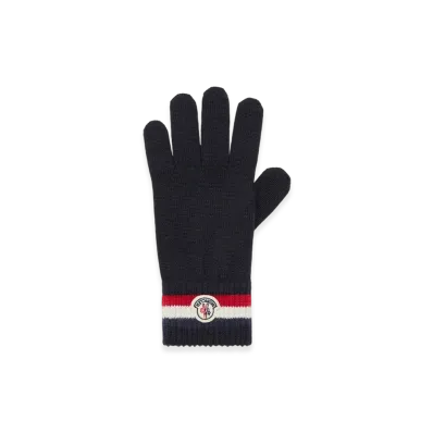 MONCLER Tricolour Wool Gloves "Navy Blue"