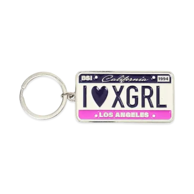 X-Girl Women's Plate Logo Key Charm "Pink"