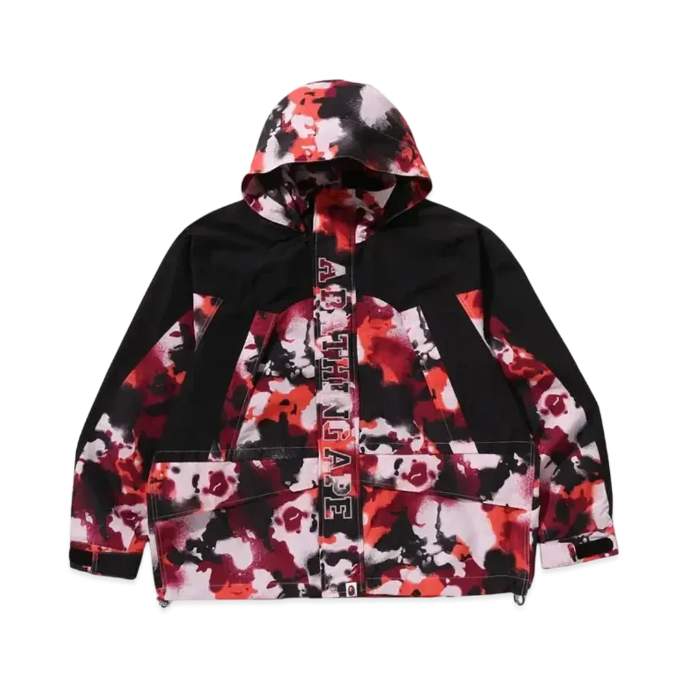 A BATHING APE Map Camo Snowboard Jacket "Red"