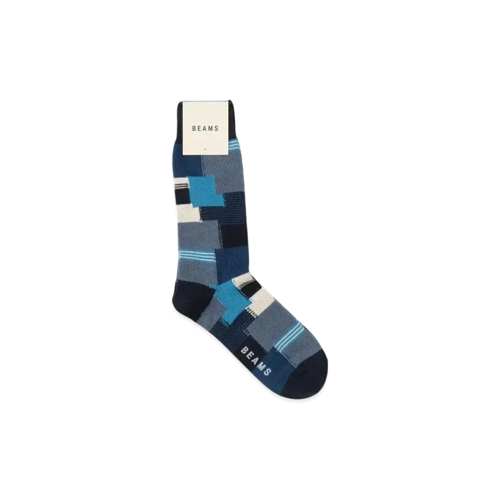BEAMS Patchwork Socks "Navy"