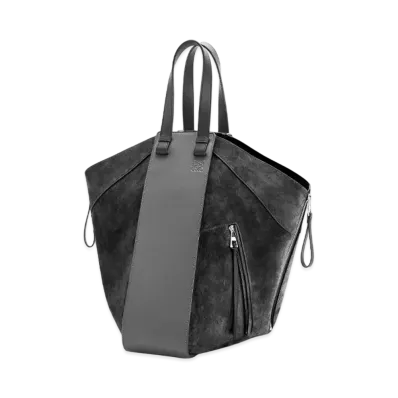 LOEWE Hammock Tote Bag In Calfskin And Suede "Black"