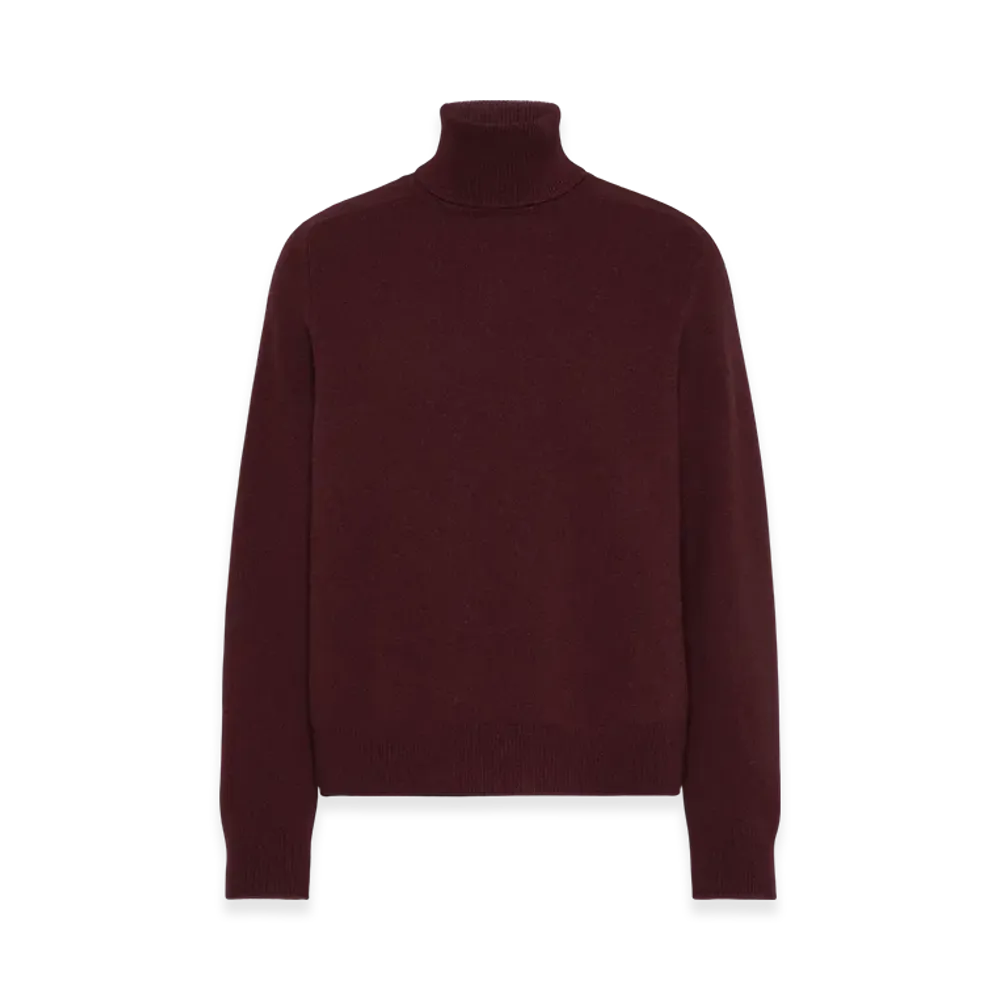 Maison Margiela Men's Washed Lambswool Roll Neck Sweater "Bordeaux"
