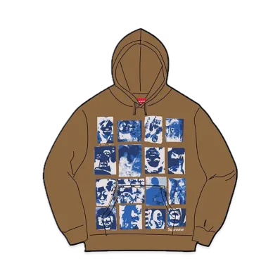 Supreme Collage Grid Hooded Sweatshirt "Brown"