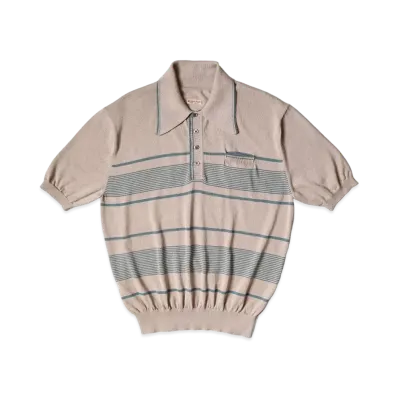 KAPITAL 14G Cotton Knit Stripe Carol Polo "Beige"