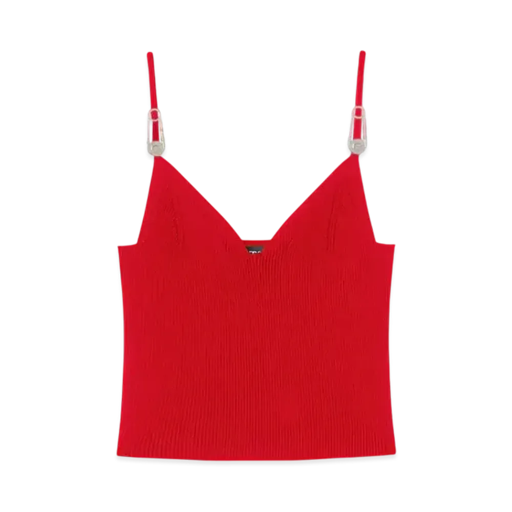 Versace Safety Pin Knit Crop Top "Red"