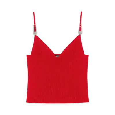 Versace Safety Pin Knit Crop Top "Red"