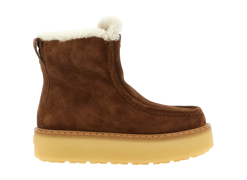 PRADA Women's Suede Ankle Boots "Brown"