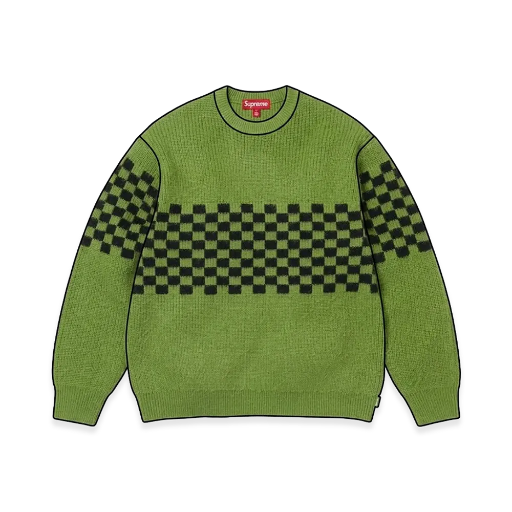 Supreme Checkerboard Pilled Sweater "Green"