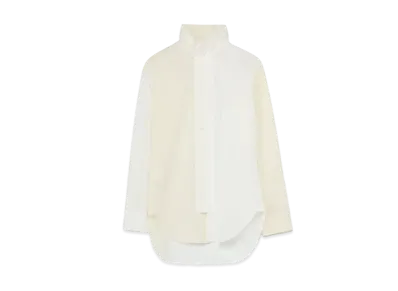 Yohji Yamamoto Y's 60 LAWN POWDER SNOW WASHER FRONT OPEN SQUARE BLOUSE "White"
