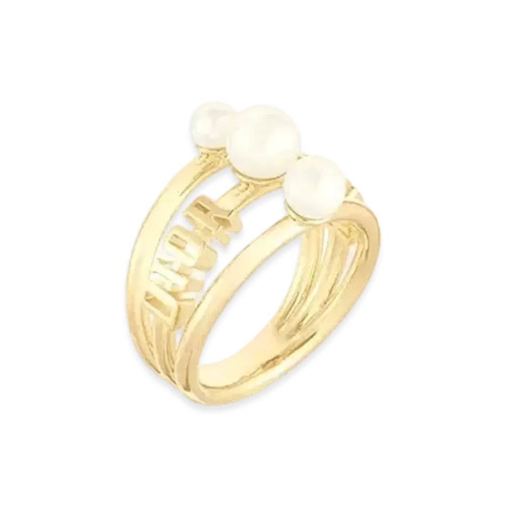 Dior Fake Pearl Ring "Yellow Gold"