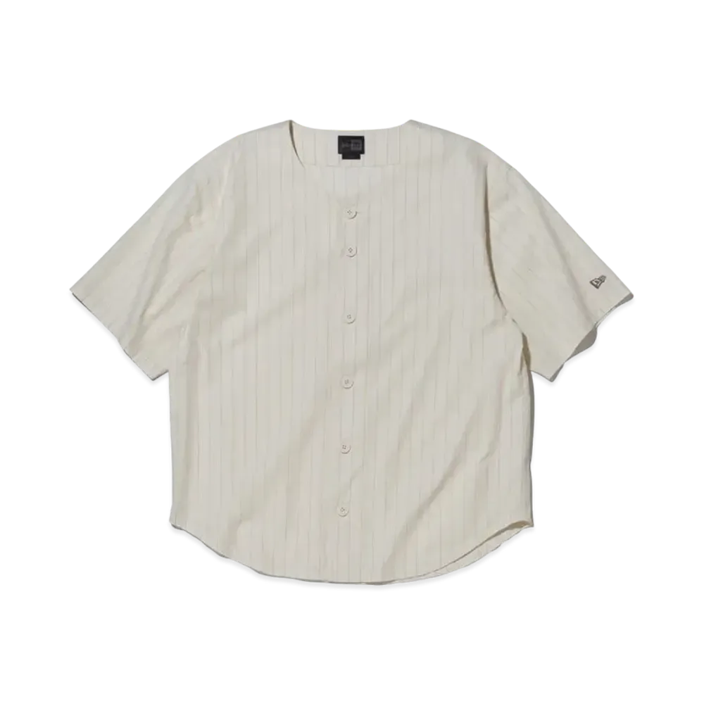 NEW ERA BLACK LABEL SS24 Short Sleeve Pinstripe Baseball Shirt "Off White"