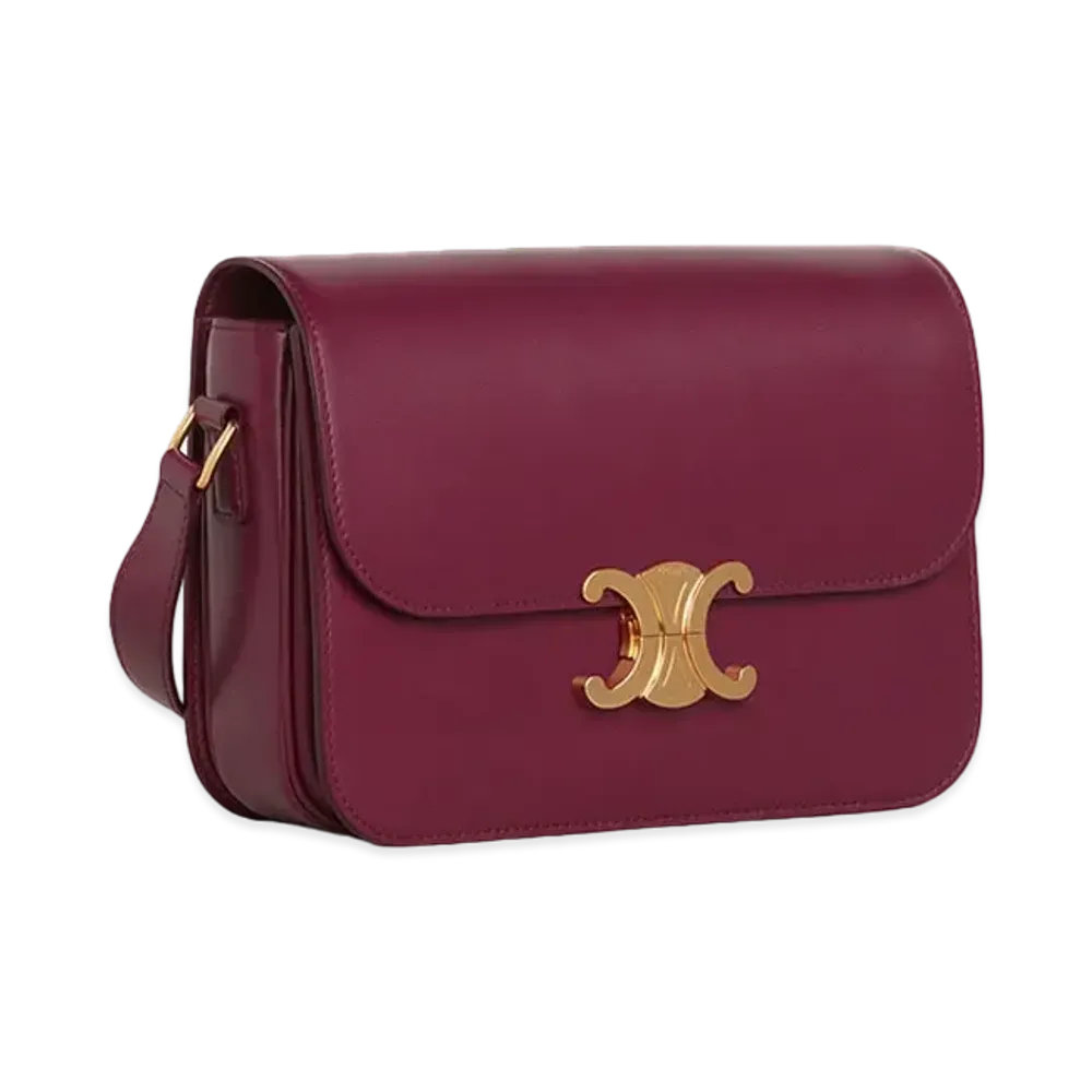 CELINE Medium Triomphe Bag in Shiny Calfskin "Acai"