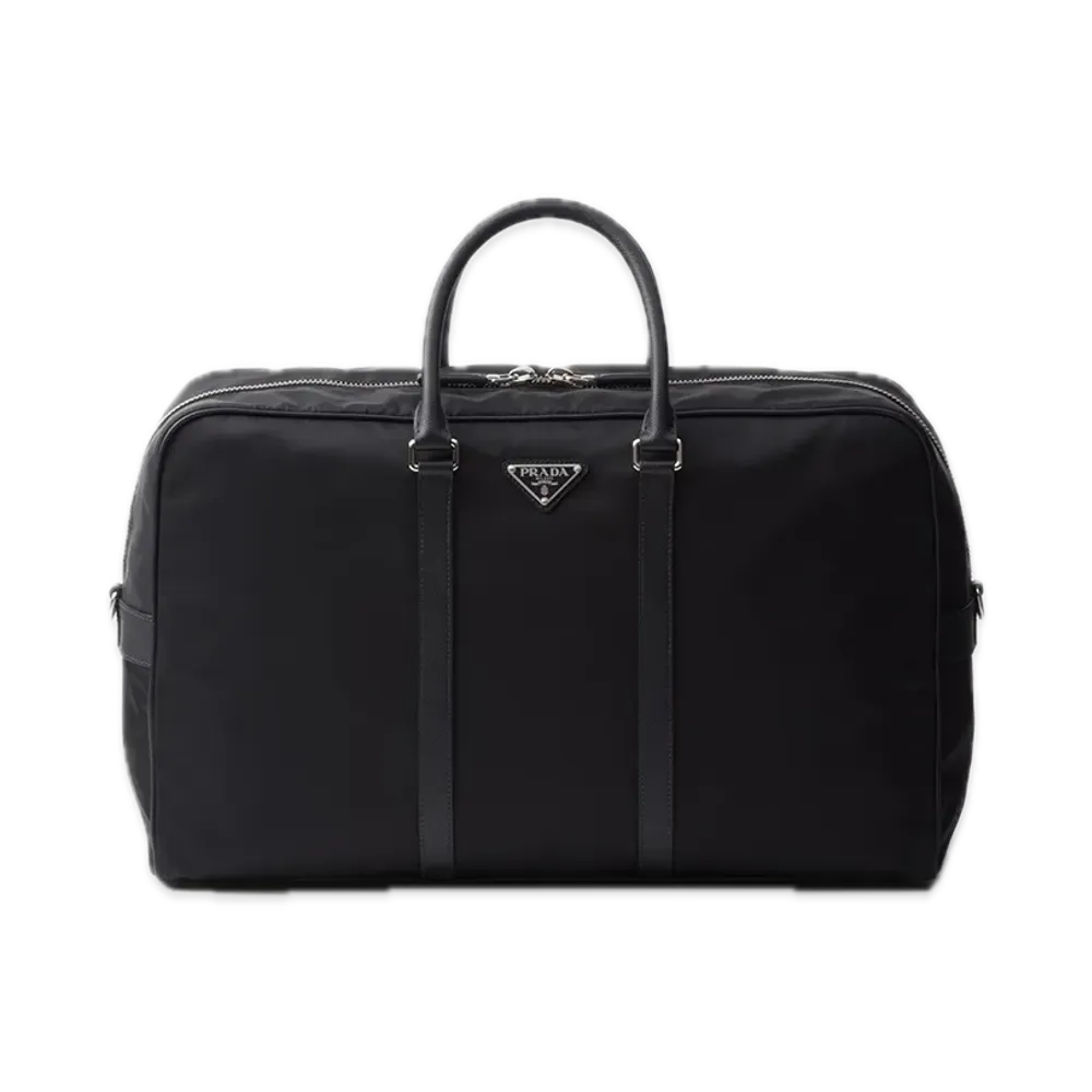PRADA Re-Nylon x Saffiano Leather Duffle Bag "Black"