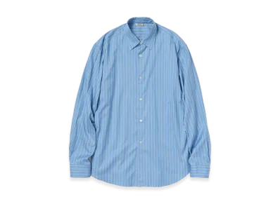 AURALEE Cotton Silk Stripe Shirt "Sax Blue Stripe"