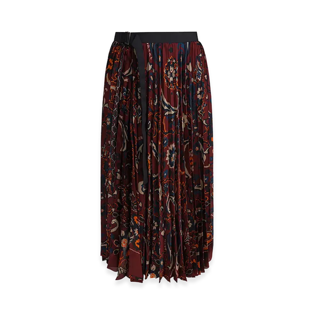 sacai Women's Floral Print Skirt "Bordeaux"
