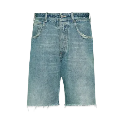 Maison Margiela Men's Denim Cut-Off Shorts "Light Blue"