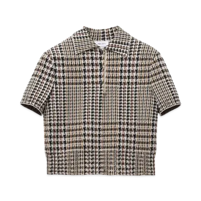 Alexander McQUEEN Checked Short-Sleeve Top "Ivory/Black/Khaki"