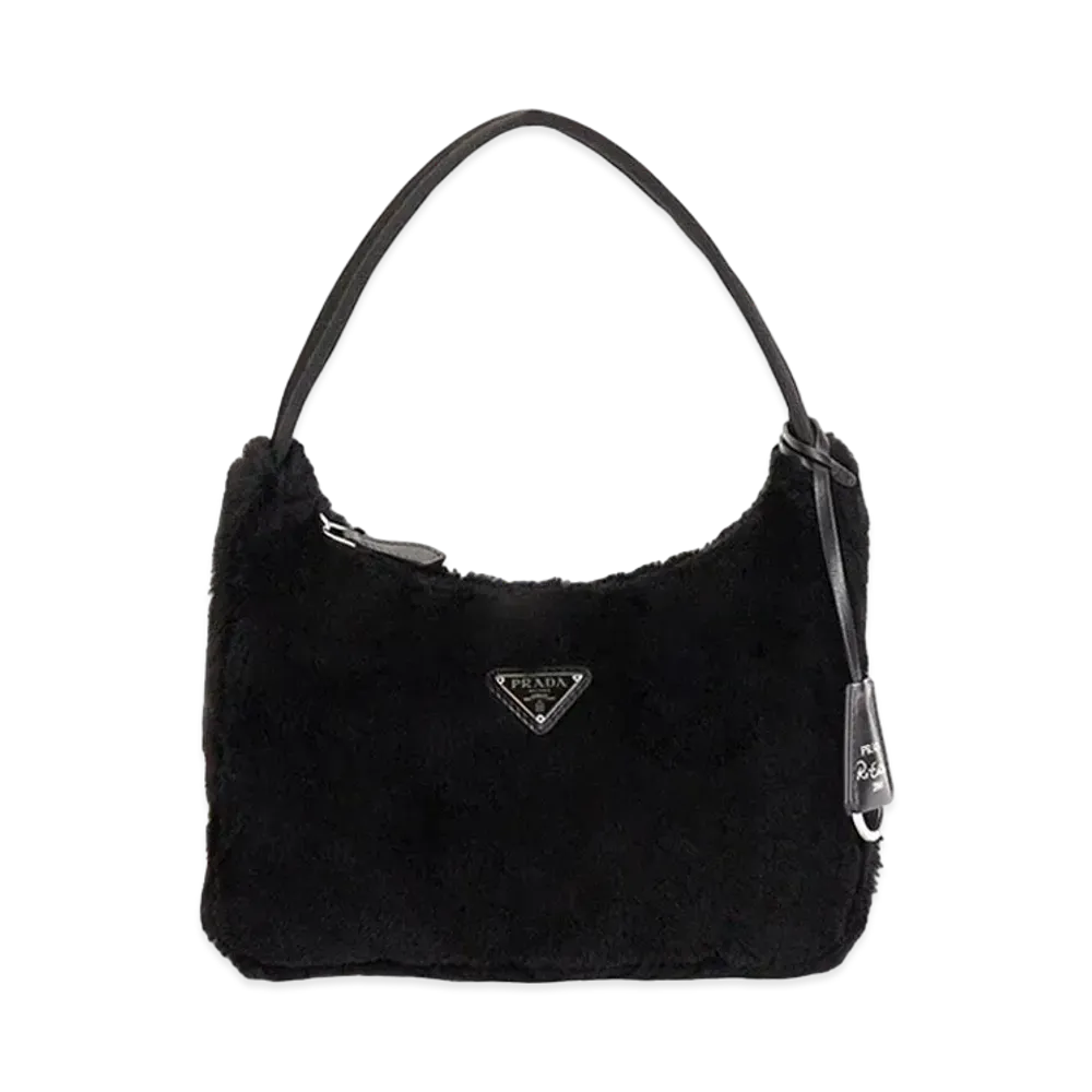 PRADA Re-edition 2000 Shearling Handbag"Black"