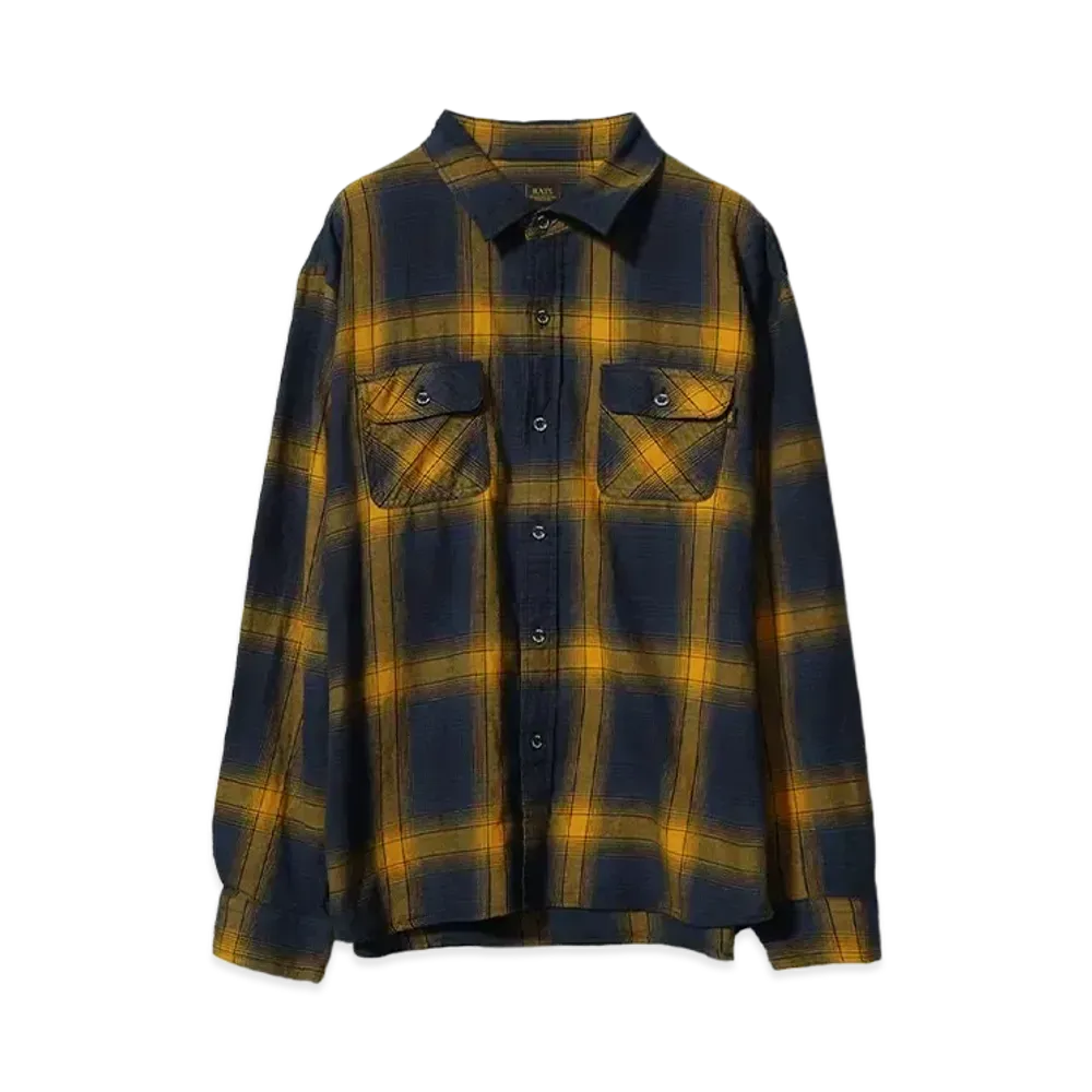 RATS COTTON LINEN CHECK SHIRT "NAVY x YELLOW CHECK"