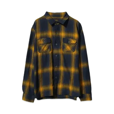 RATS COTTON LINEN CHECK SHIRT "NAVY x YELLOW CHECK"