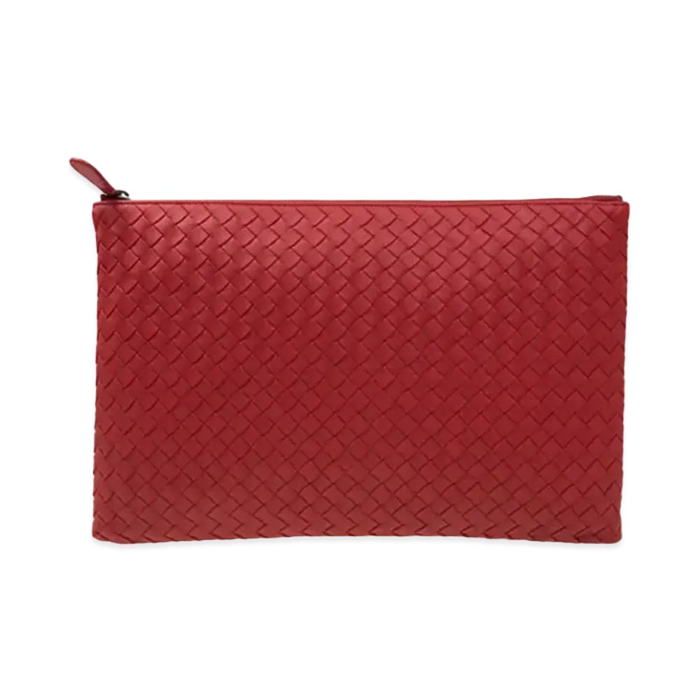Bottega Veneta Lambskin Clutch Bag "Red"