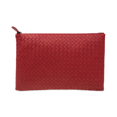 Bottega Veneta Lambskin Clutch Bag "Red"