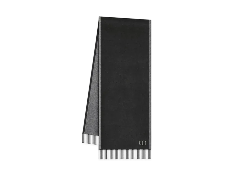 Dior Double-Sided CD Icon Scarf Silk "Black/Gray"